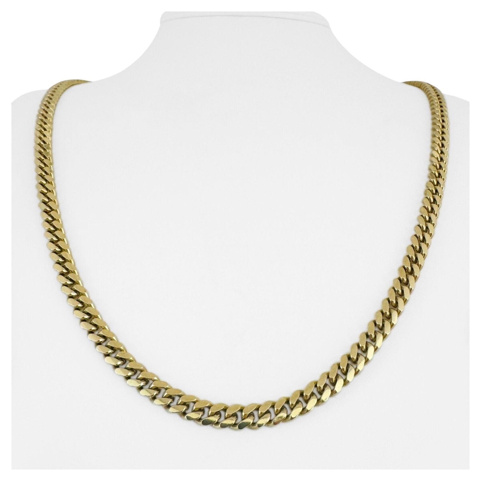 14 Karat Yellow Gold Solid Heavy Men's Cuban Link Chain Necklace  For Sale