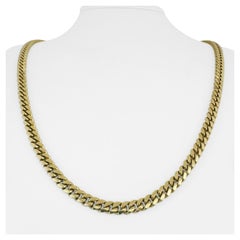 14 Karat Gelbgold Massives schweres kubanisches Herren-Gliederkette Halskette 