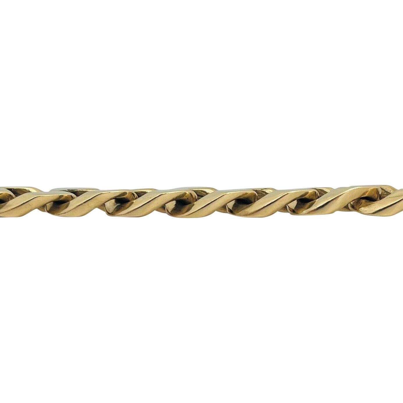 14 Karat Yellow Gold Solid Heavy Men's Curb Link Bracelet In Good Condition In Guilford, CT