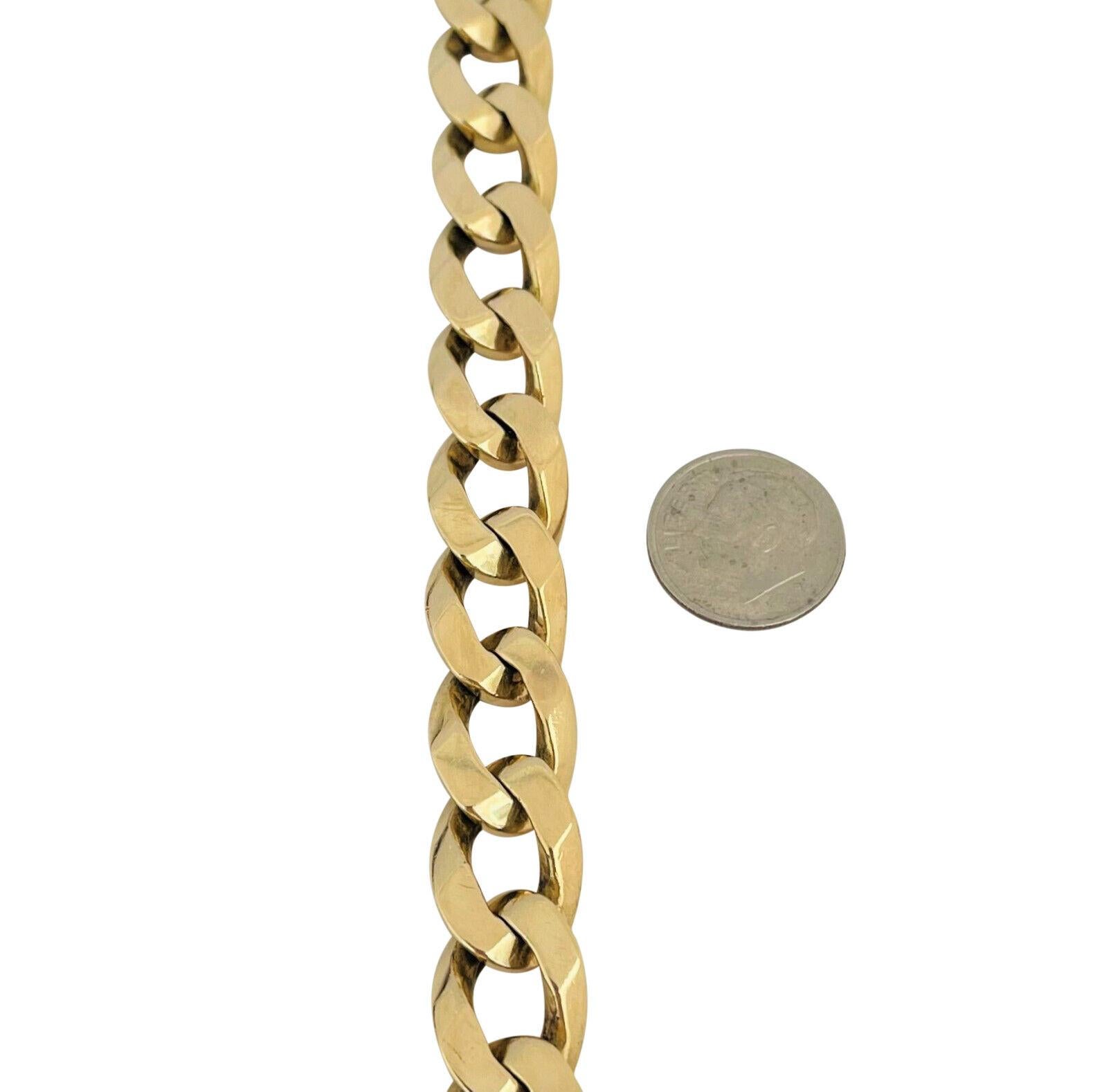 14 Karat Yellow Gold Solid Heavy Men's Curb Link Bracelet 1