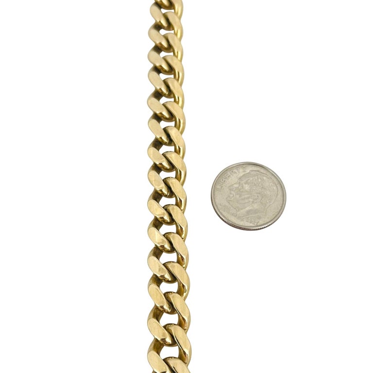 14 Karat Yellow Gold Solid Heavy Men's Curb Link Bracelet For Sale 1