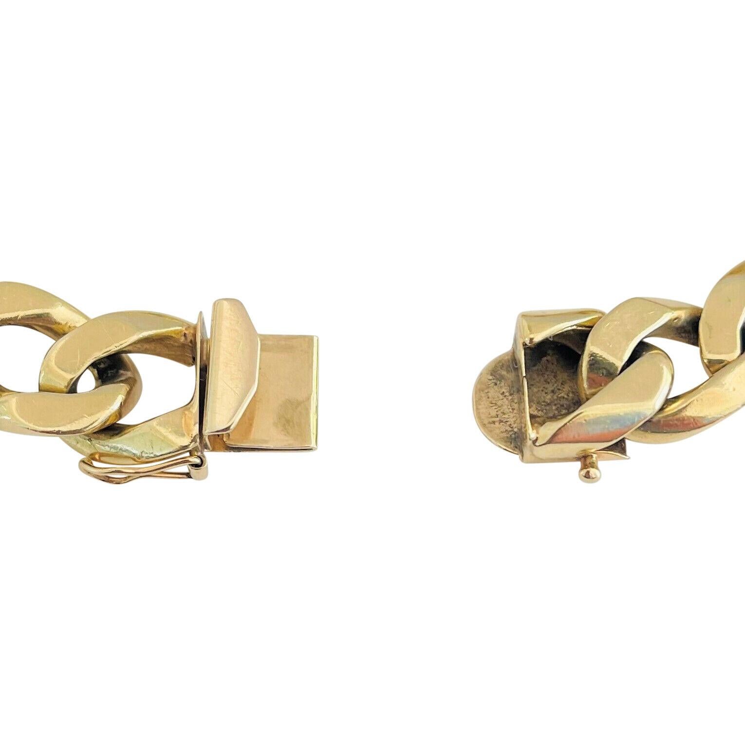 14 Karat Yellow Gold Solid Heavy Men's Curb Link Bracelet 2