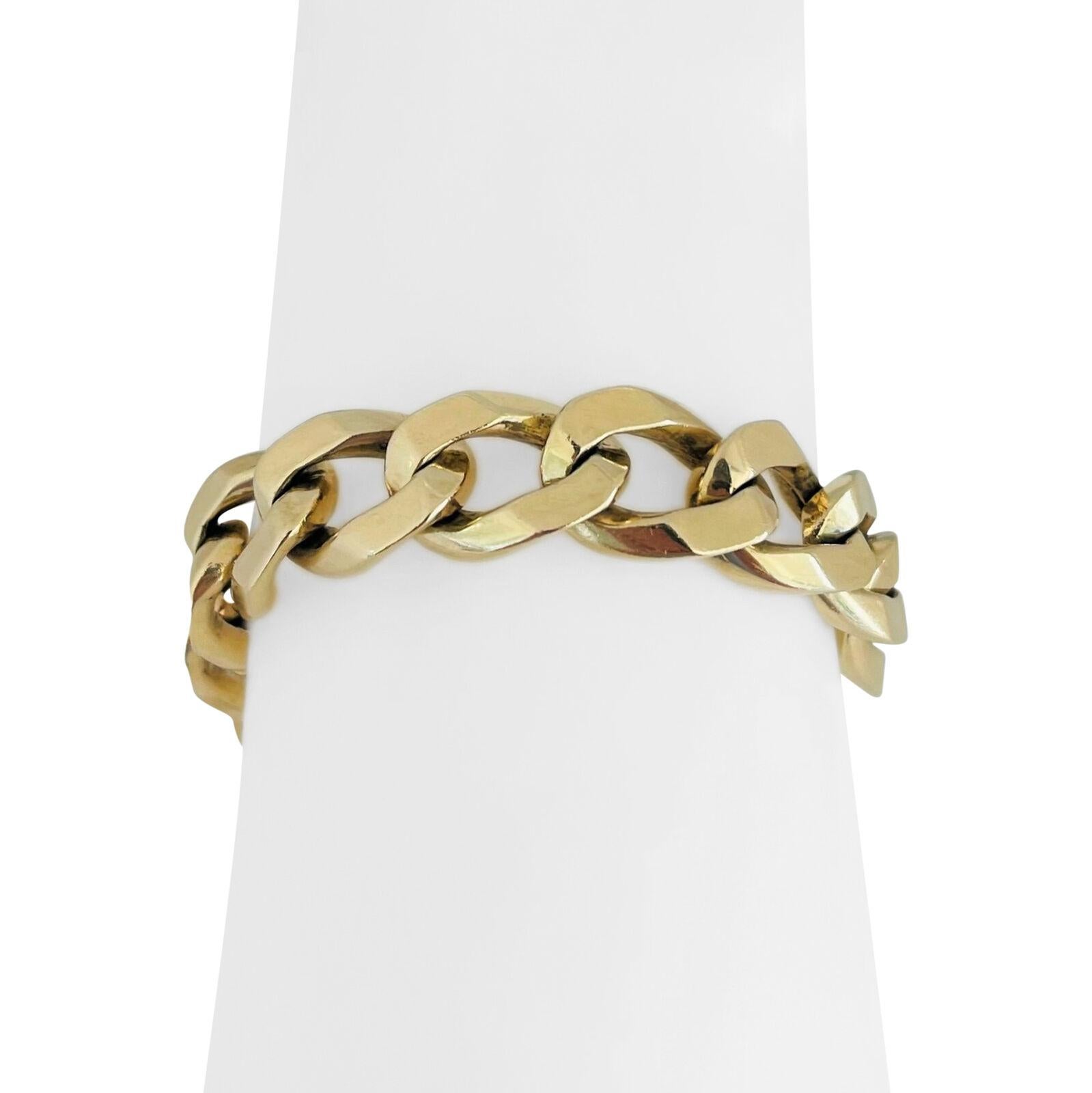 14 Karat Yellow Gold Solid Heavy Men's Curb Link Bracelet 4