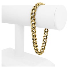 14 Karat Yellow Gold Solid Heavy Men's Curb Link Bracelet