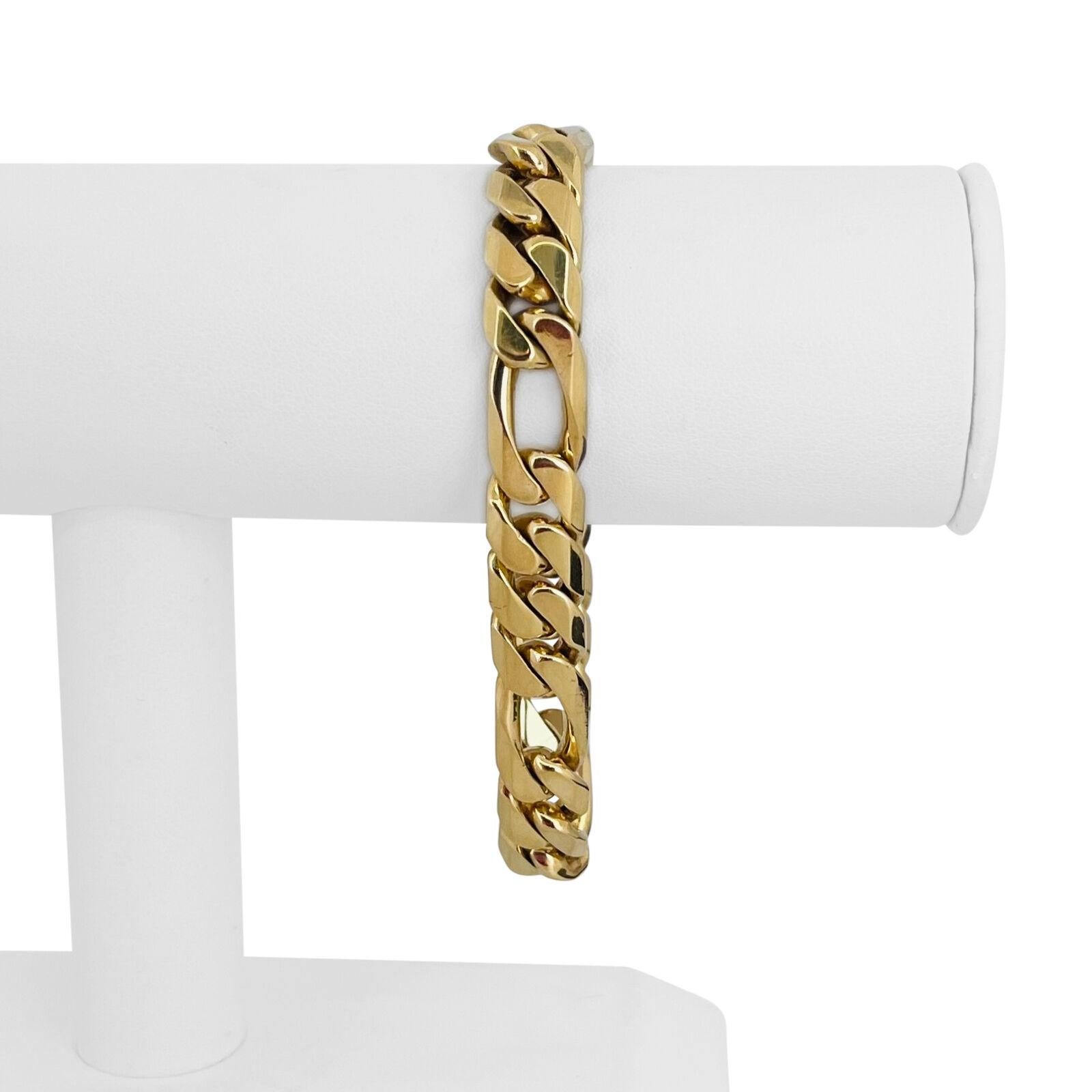 14k Gelbgold 61.6g massiv schwer 10mm Herren Figaro Link Armband 8.25