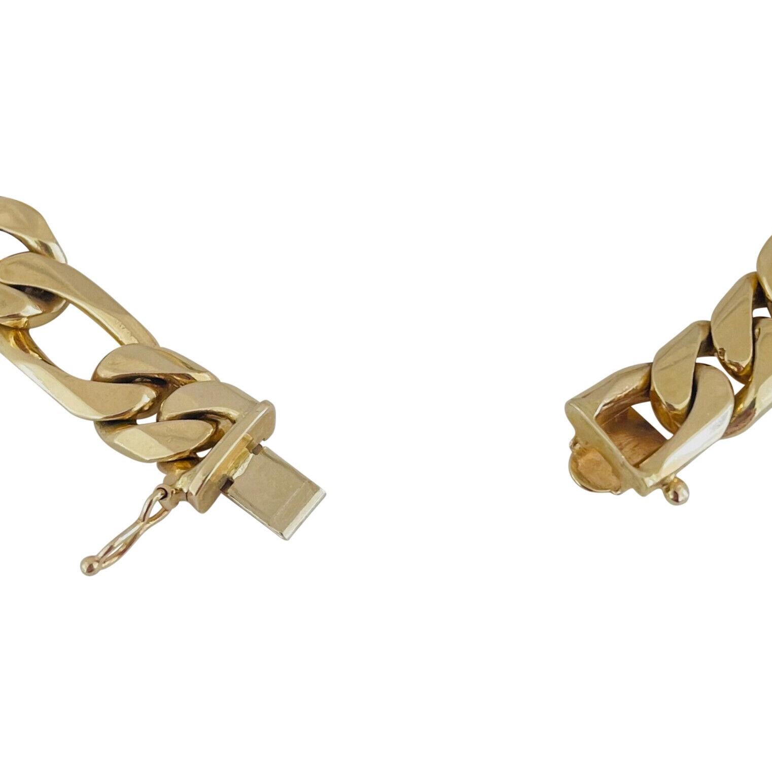 14 Karat Gelbgold Massives, schweres Herren-Gliederarmband mit Hahnentritt 2
