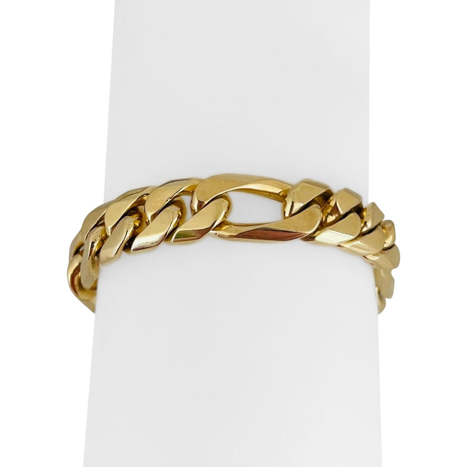 14 Karat Gelbgold Massives, schweres Herren-Gliederarmband mit Hahnentritt 4