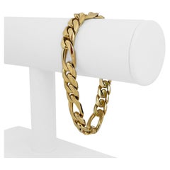 14 Karat Gelbgold Massives, schweres Herren-Gliederarmband mit Hahnentritt
