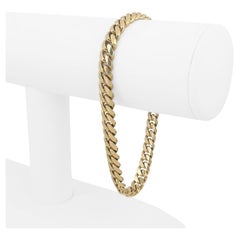 14 Karat Yellow Gold Solid Heavy Men's Miami Cuban Link Bracelet