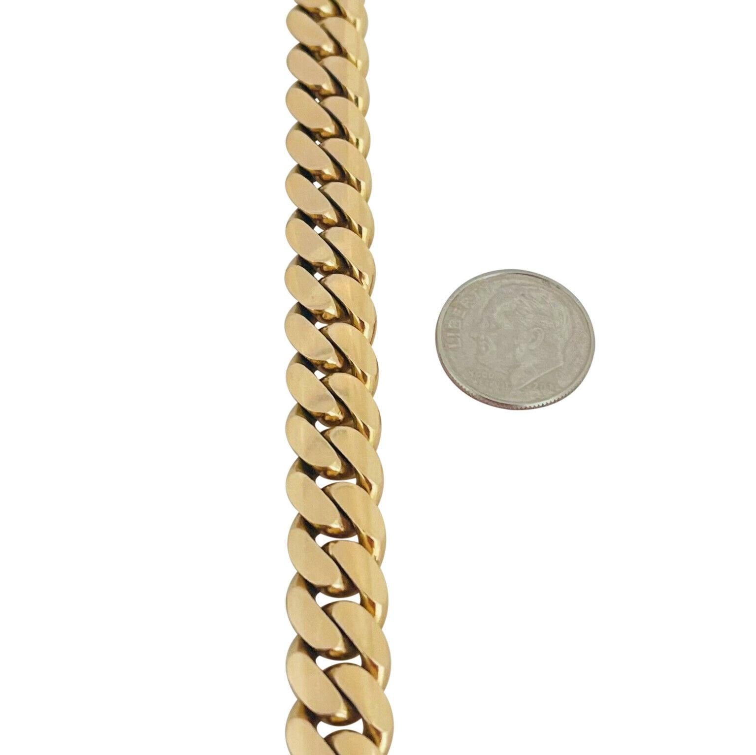 14 Karat Gelbgold Massiv schwere Miami Cuban Curb Link Kette Halskette 1