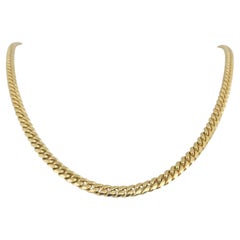 Collana con catena a maglie cubane in oro giallo 14 carati solida e pesante di Miami