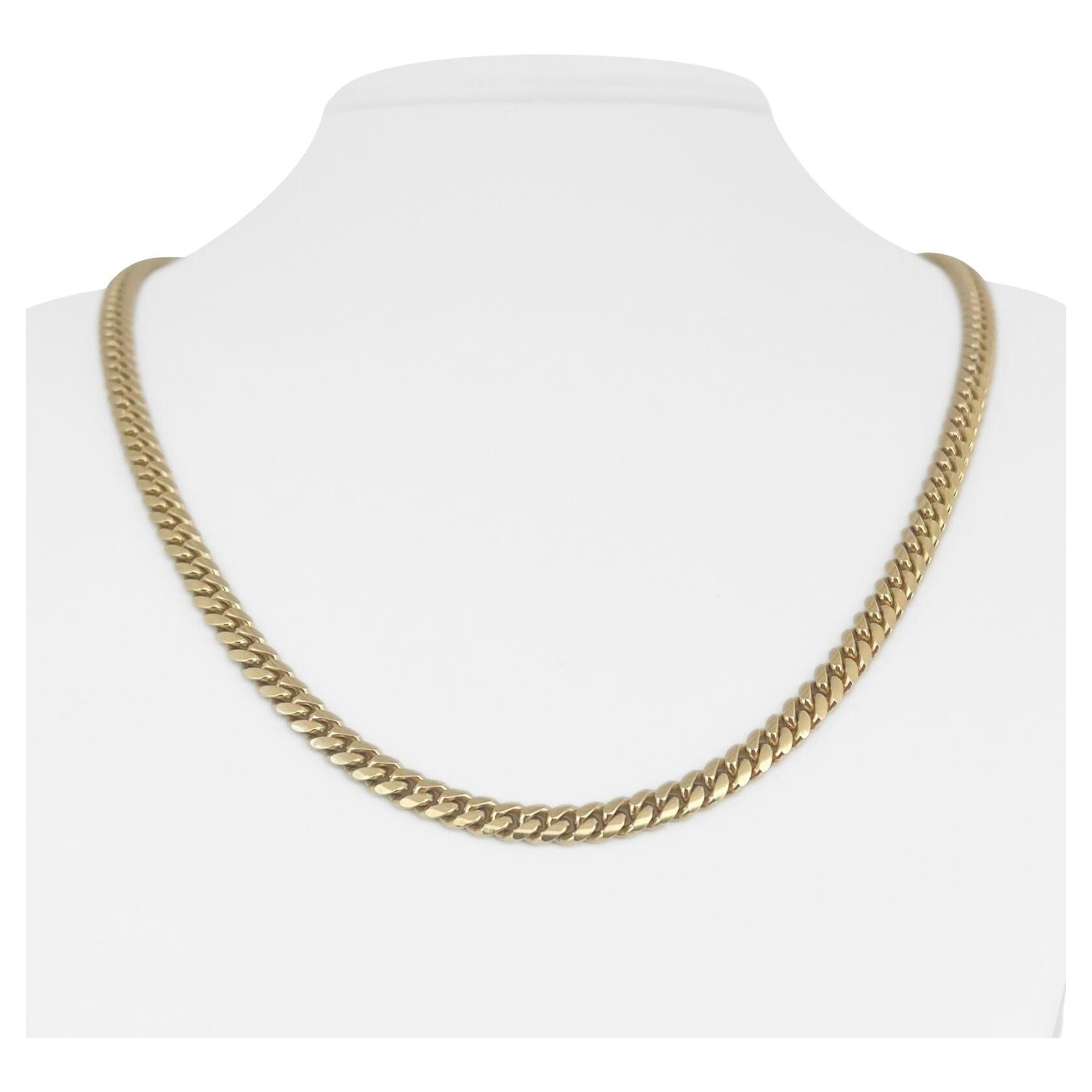14 Karat Yellow Gold Solid Heavy Miami Cuban Link Chain Necklace For Sale  at 1stDibs