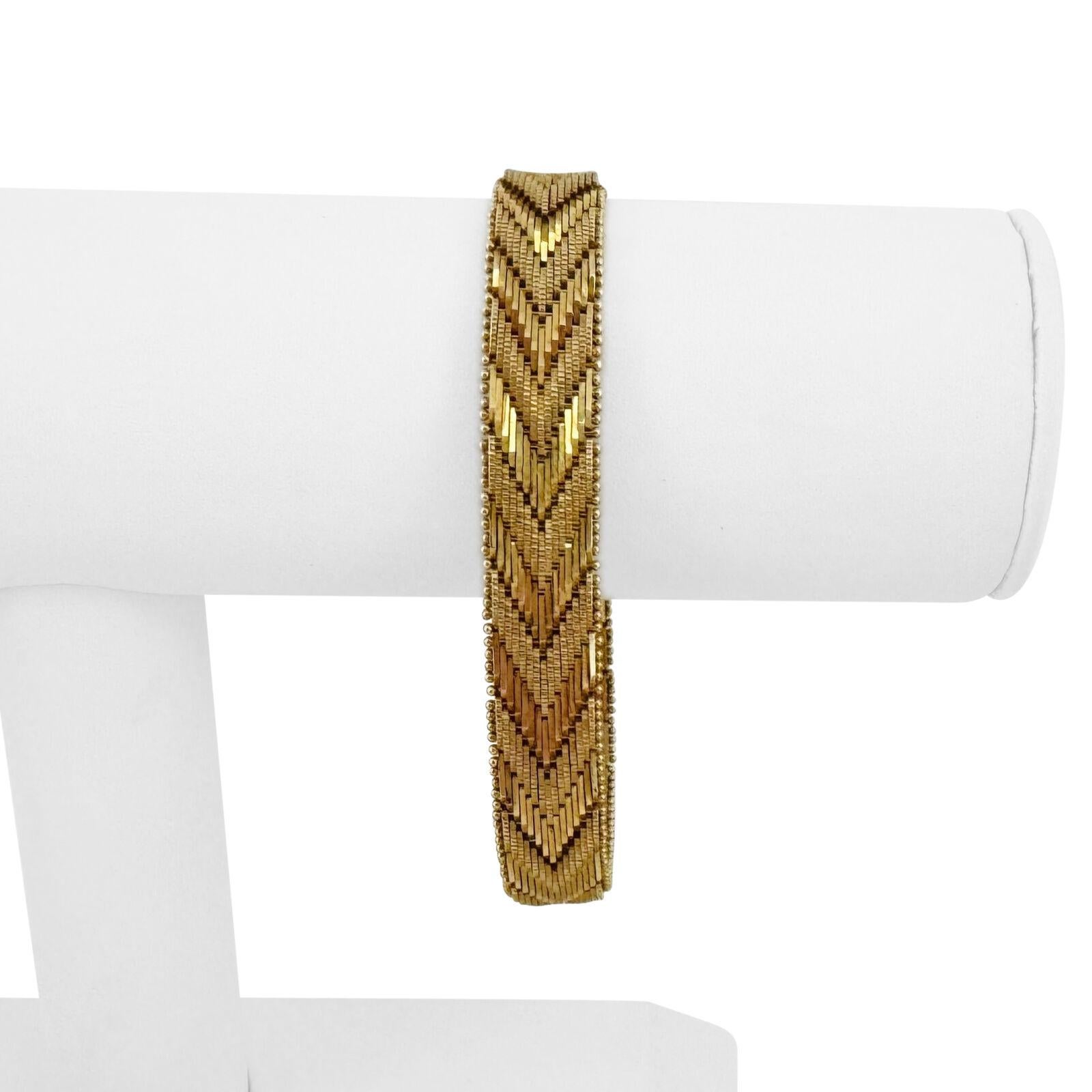 14k Gelbgold 43,4g solide schwere 11mm Spiegel Bar Chevron Link Armband 8