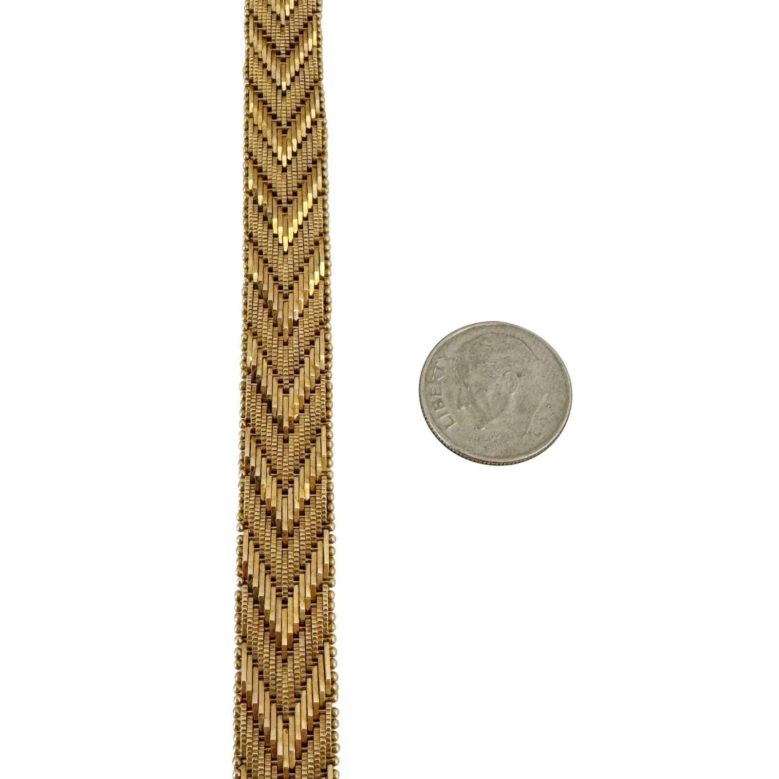 14 Karat Gelbgold Massives, schweres Chevron-Gliederarmband mit Spiegeln für Damen oder Herren