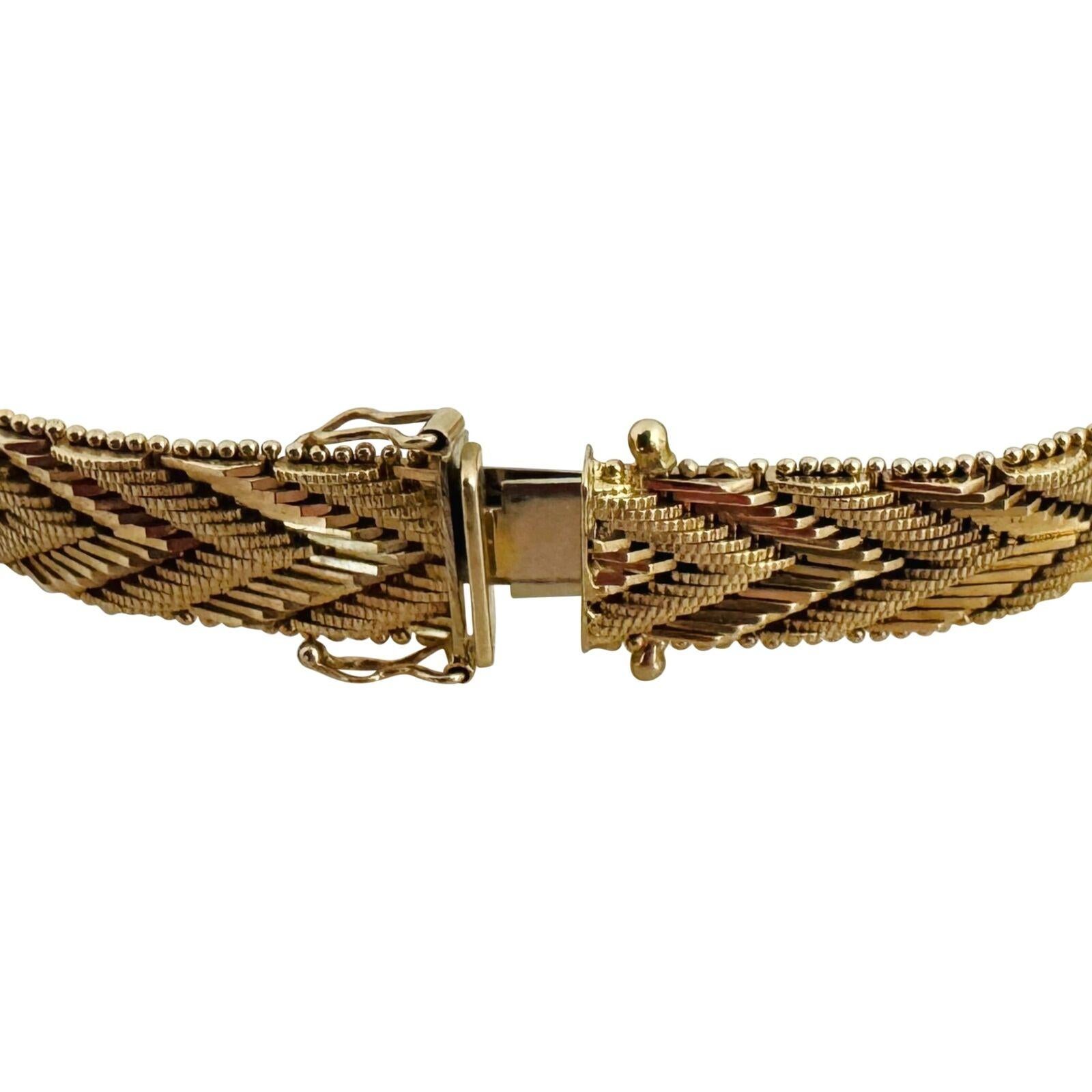 14 Karat Gelbgold Massives, schweres Chevron-Gliederarmband mit Spiegeln 1