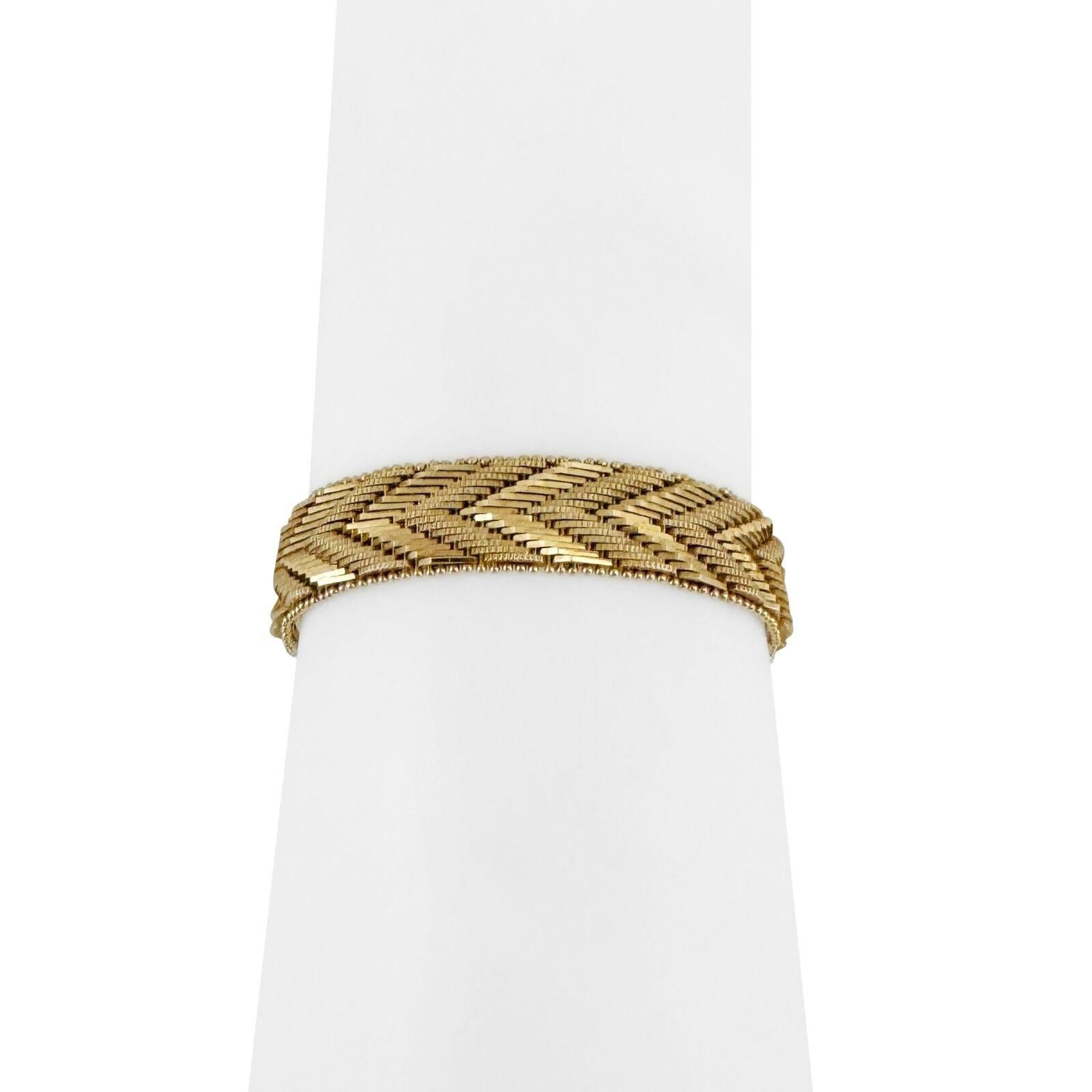 14 Karat Gelbgold Massives, schweres Chevron-Gliederarmband mit Spiegeln 3