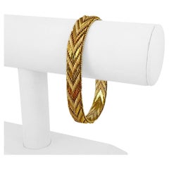 14 Karat Gelbgold Massives, schweres Chevron-Gliederarmband mit Spiegeln