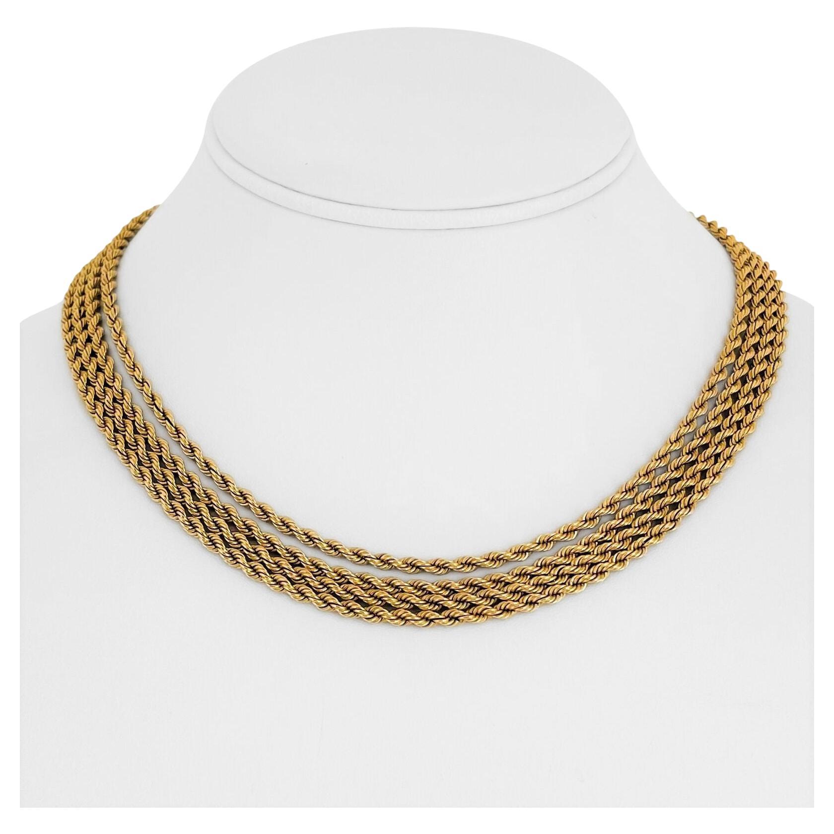 14 Karat Yellow Gold Solid Heavy Rope Chain Necklace For Sale at 1stDibs