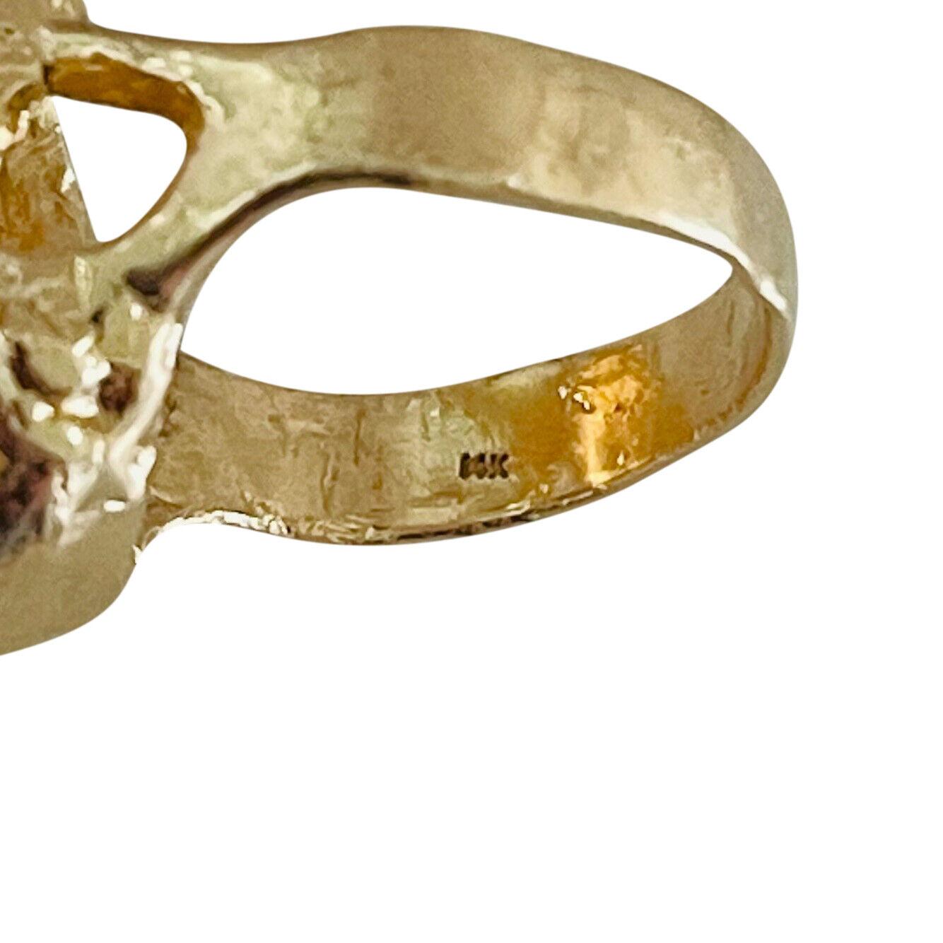 14 Karat Yellow Gold Solid Heavy Oversize Deer Antelope Horned Skull Ring  In Good Condition For Sale In Guilford, CT