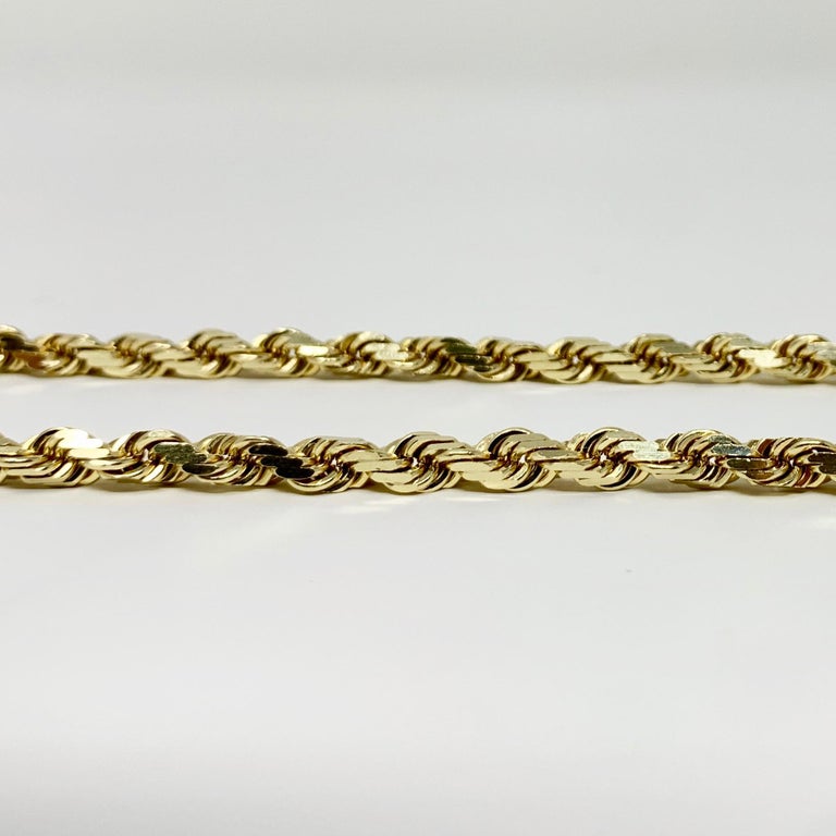 14 Karat Yellow Gold Solid Heavy Rope Chain Necklace For Sale at 1stDibs