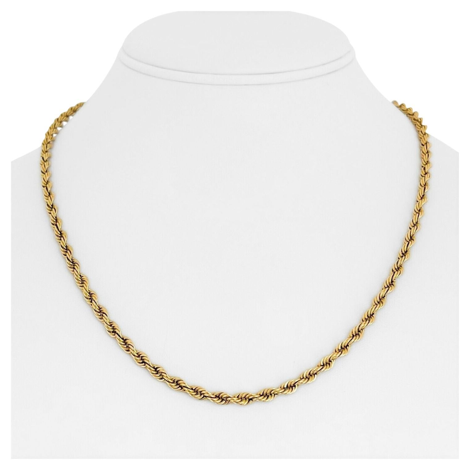 14 Karat Yellow Gold Solid Heavy Rope Chain Necklace