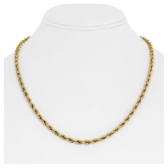 14 Karat Yellow Gold Solid Heavy Rope Chain Necklace