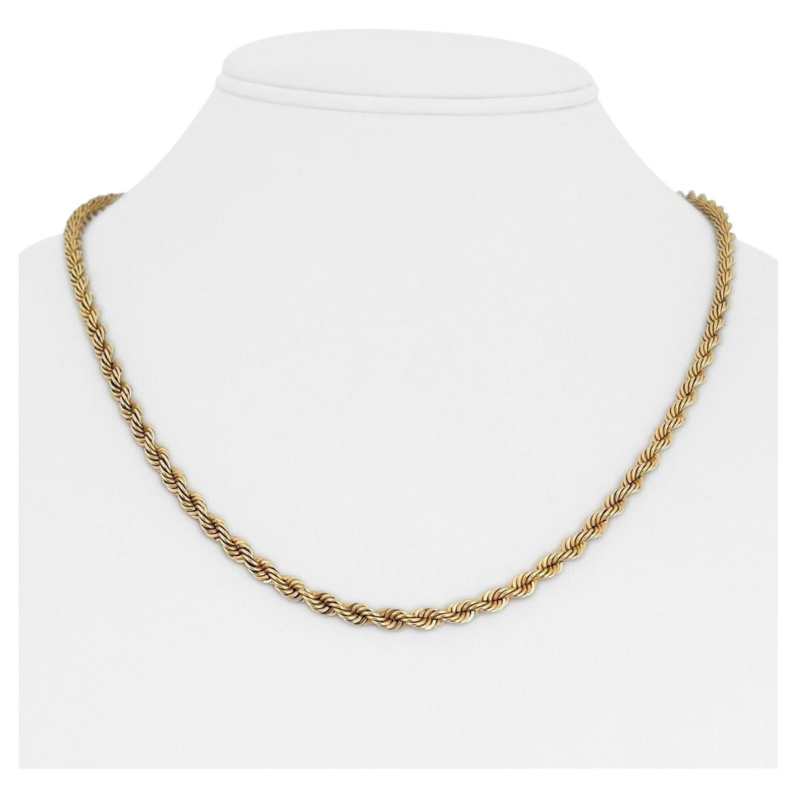 14 Karat Yellow Gold Solid Heavy Diamond Cut Rope Chain Necklace Peru