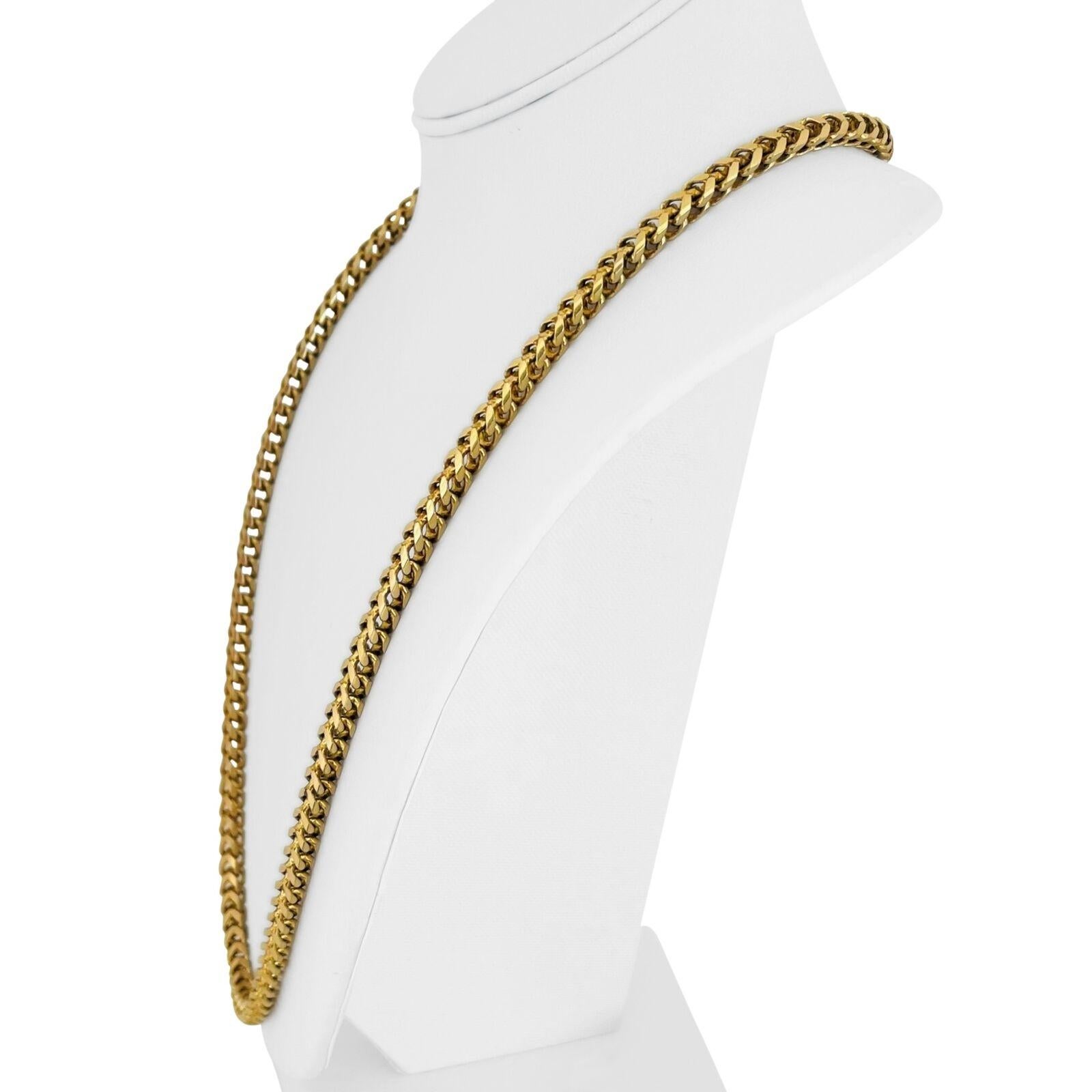 14k Gelbgold 94g solide schwere 5mm quadratische Franco Link Kette Halskette 30