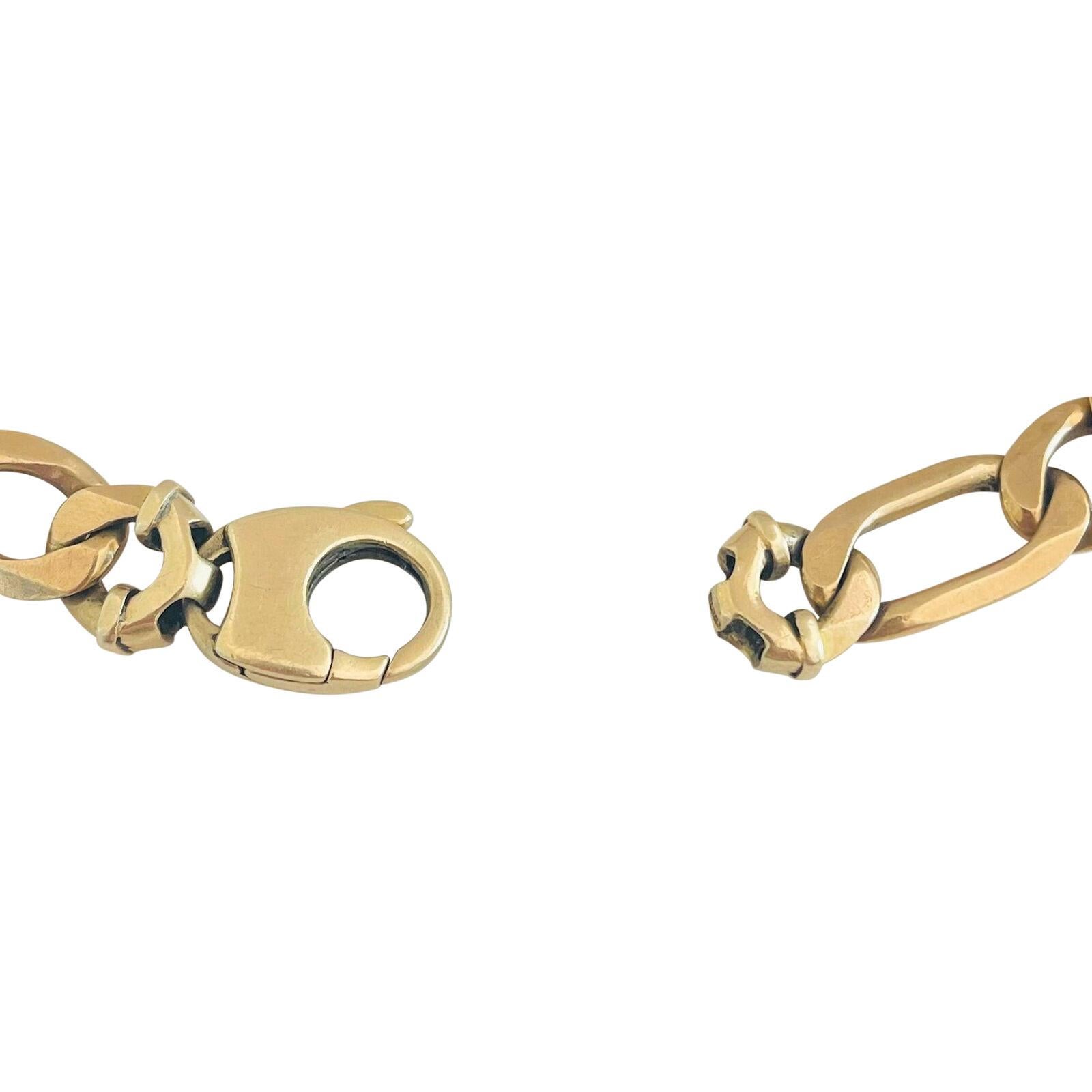 14 Karat Gelbgold Massives, schweres Vintage-Gliederarmband mit Figaro aus Italien 1