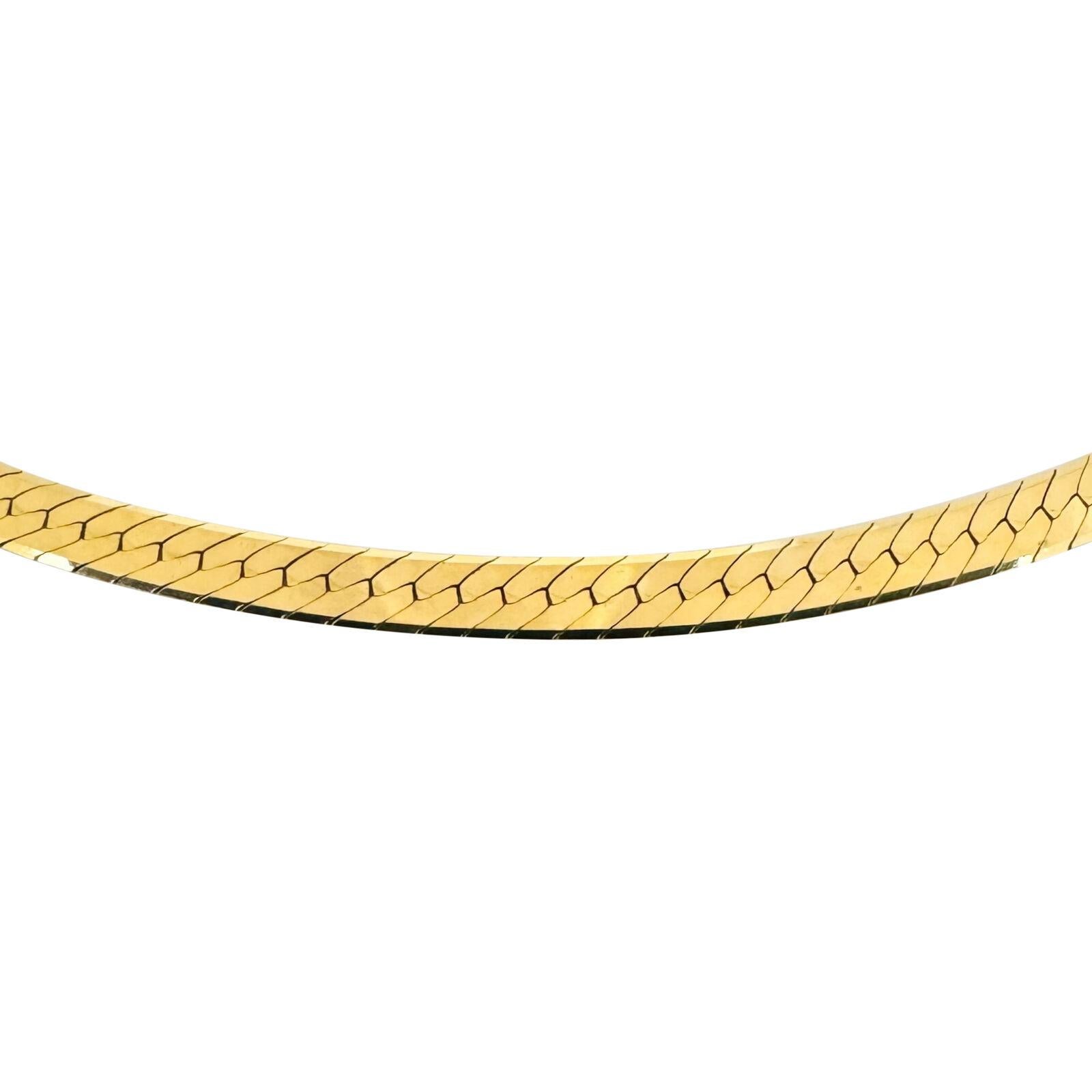 14 Karat Gelbgold Massiv Fischgräten Gliederkette Halskette Italien im Zustand „Gut“ in Guilford, CT