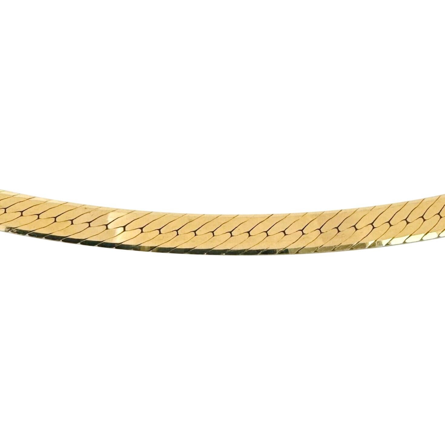 14 Karat Gelbgold Massiv Fischgräten Gliederkette Halskette Italien im Zustand „Gut“ in Guilford, CT
