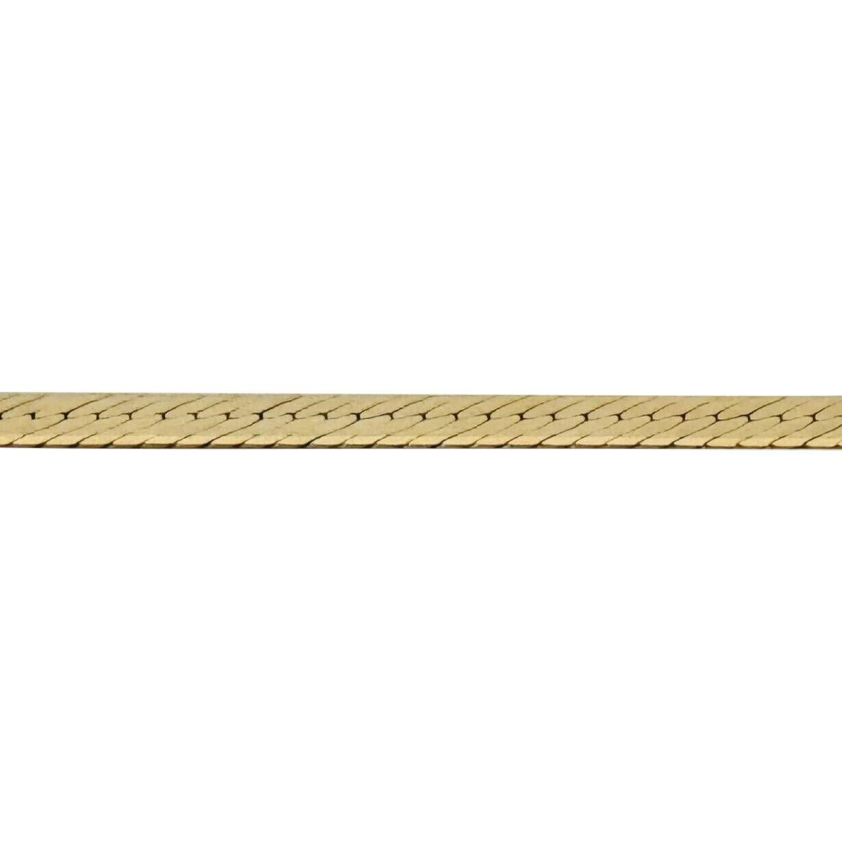 14 Karat Gelbgold Massiv Fischgräten Gliederkette Halskette Italien für Damen oder Herren