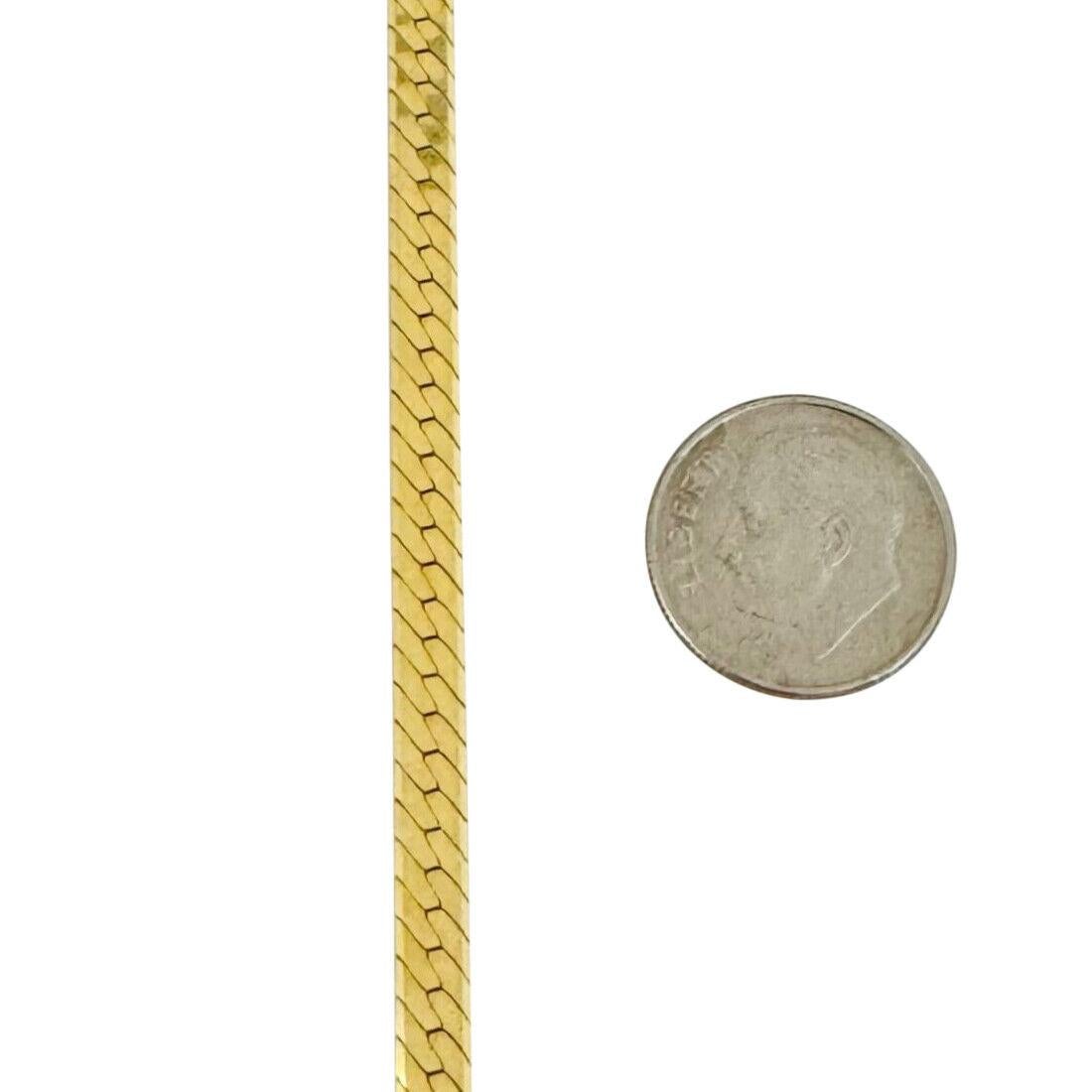 14 Karat Yellow Gold Solid Herringbone Link Chain Necklace Italy  1