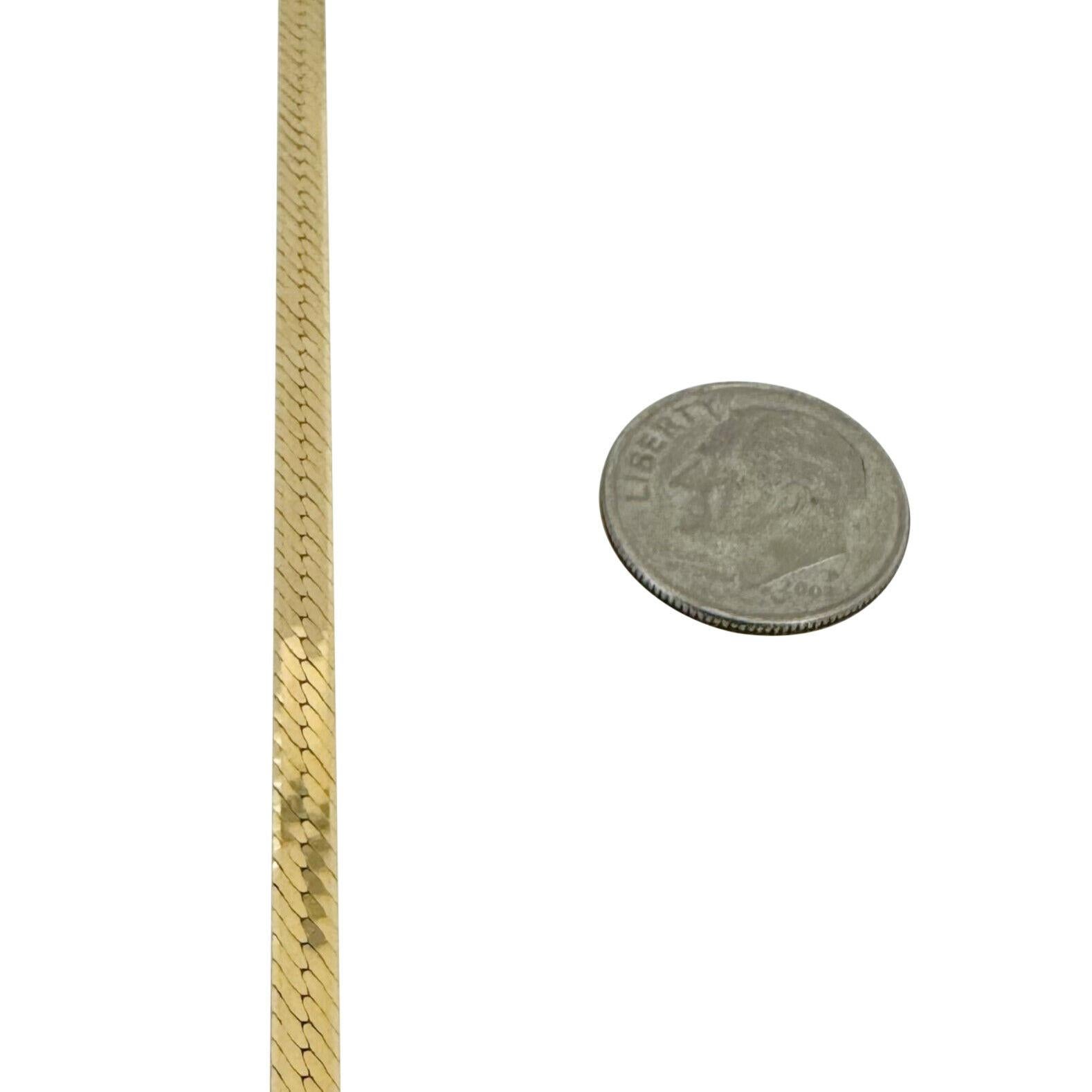 14 Karat Gelbgold Massiv Fischgräten Gliederkette Halskette Italien 1