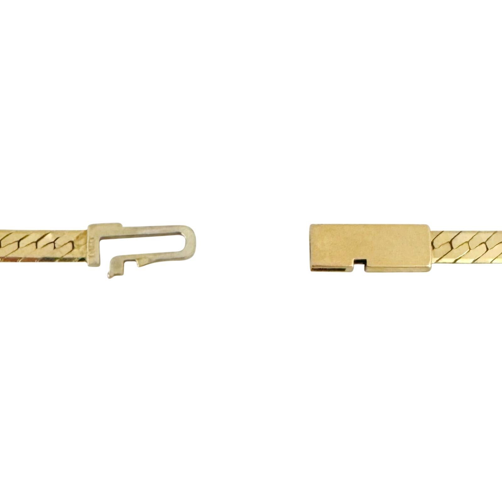 14 Karat Yellow Gold Solid Herringbone Link Chain Necklace Italy  2