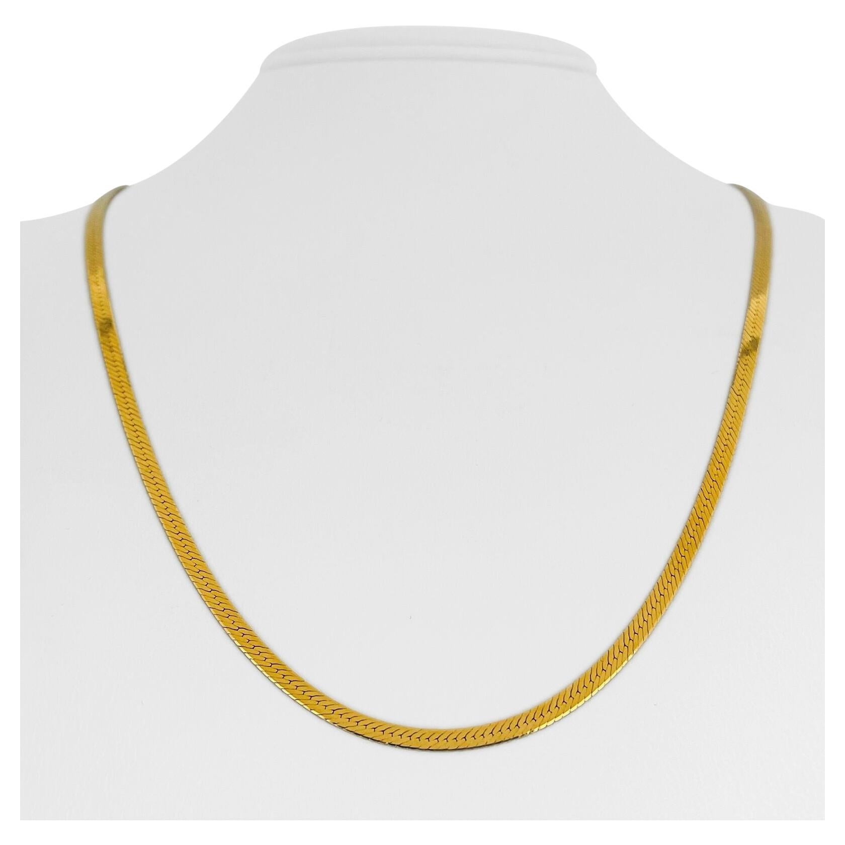 14 Karat Yellow Gold Solid Ladies Herringbone Link Chain Necklace