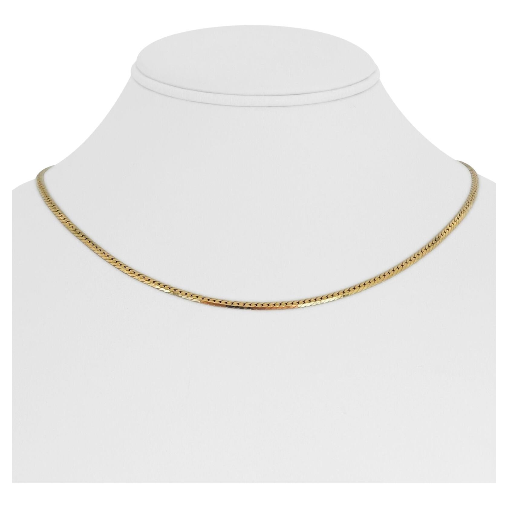 14 Karat Yellow Gold Solid Herringbone Link Chain Necklace, Italy For Sale at 1stDibs