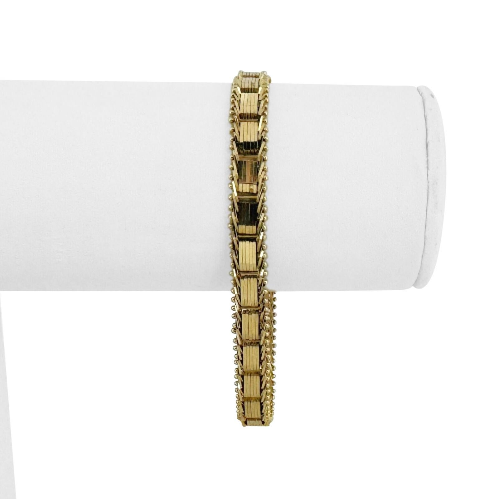 14k Gelbgold 15,9g Solid Imperial Gold 7mm Spiegel Bar Link Armband 7,25