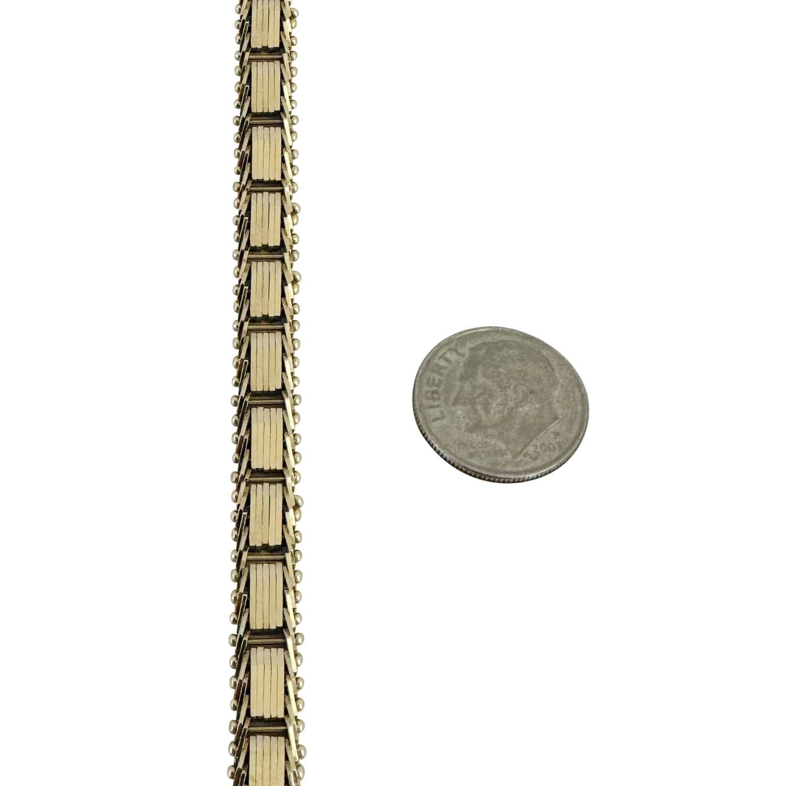 14 Karat Gelbgold Solid Imperial Gold Mirror Bar Link Armband für Damen oder Herren