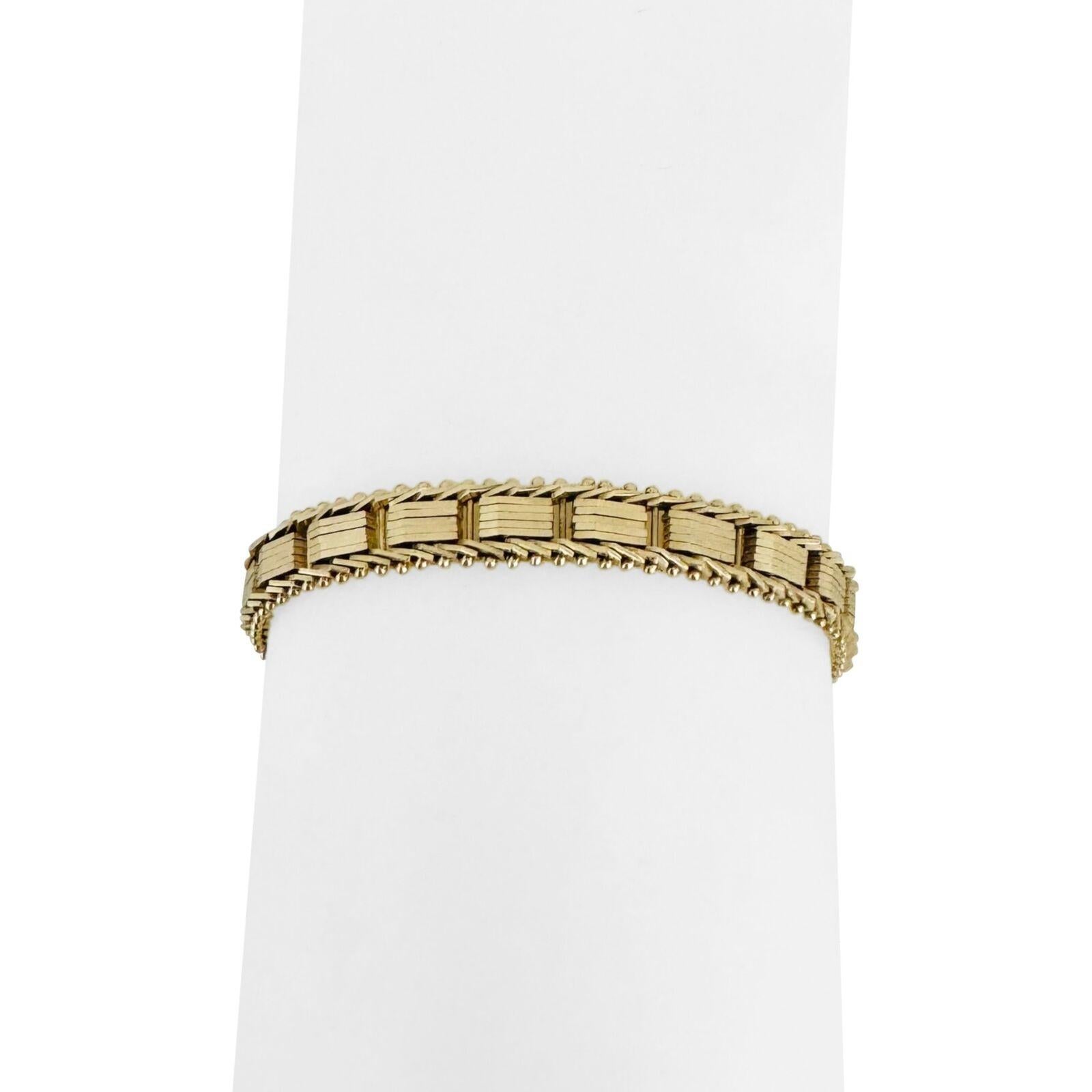 14 Karat Gelbgold Solid Imperial Gold Mirror Bar Link Armband 3