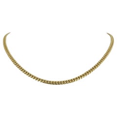 14 Karat Yellow Gold Solid Ladies Cuban Link Chain Necklace 