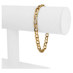 14 Karat Yellow Gold Solid Ladies Curb Link Bracelet Italy