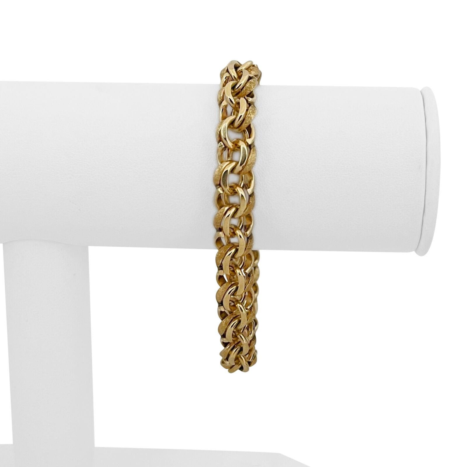 14k Gelbgold 31,5g solide Damen 8,5 mm Doppelkreis Link Charm Armband 7,5