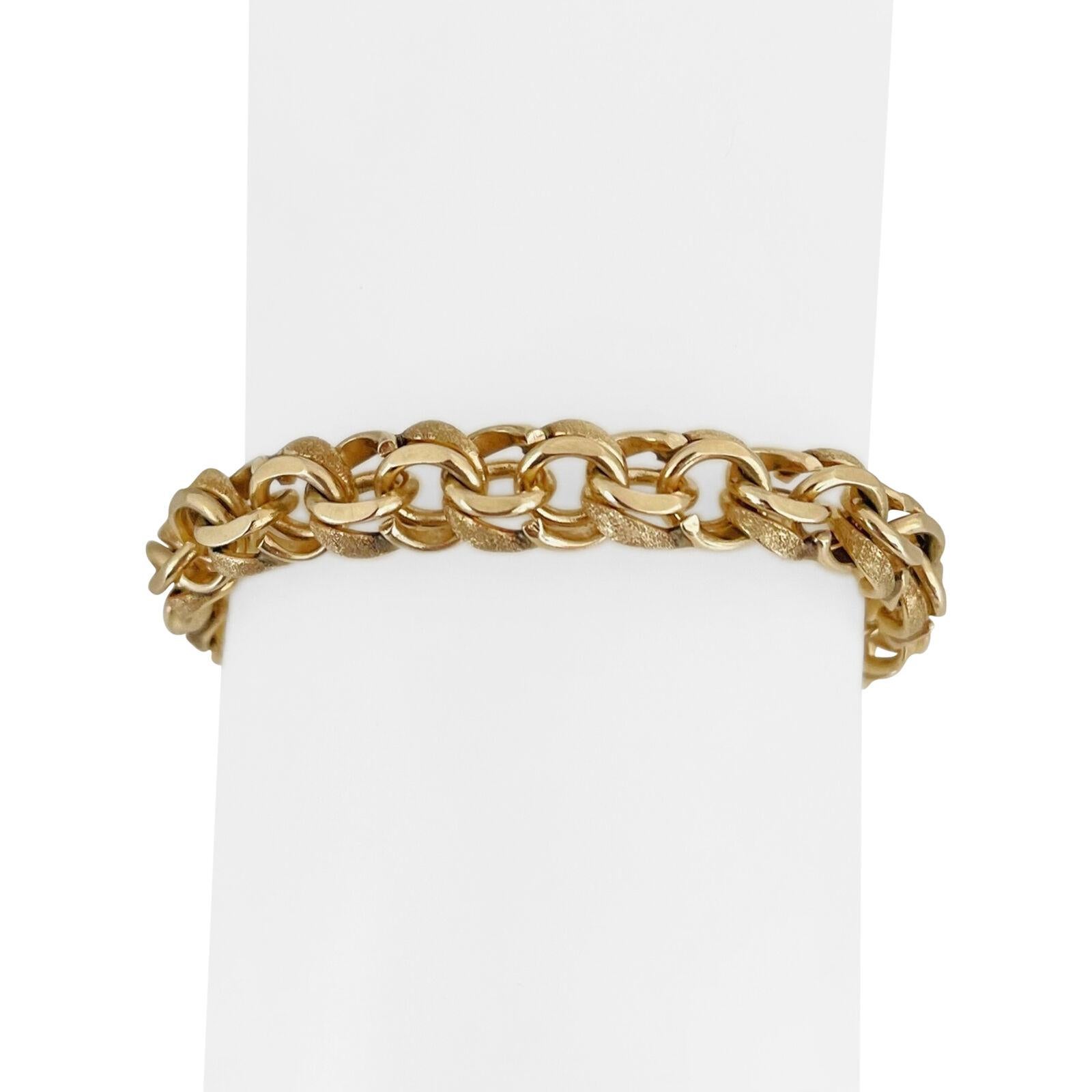 14 Karat Gelbgold massives Damen-Doppelkreis-Gliederarmband 4