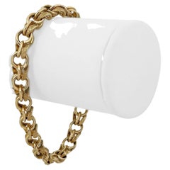14 Karat Gelbgold massives Damen-Doppelkreis-Gliederarmband