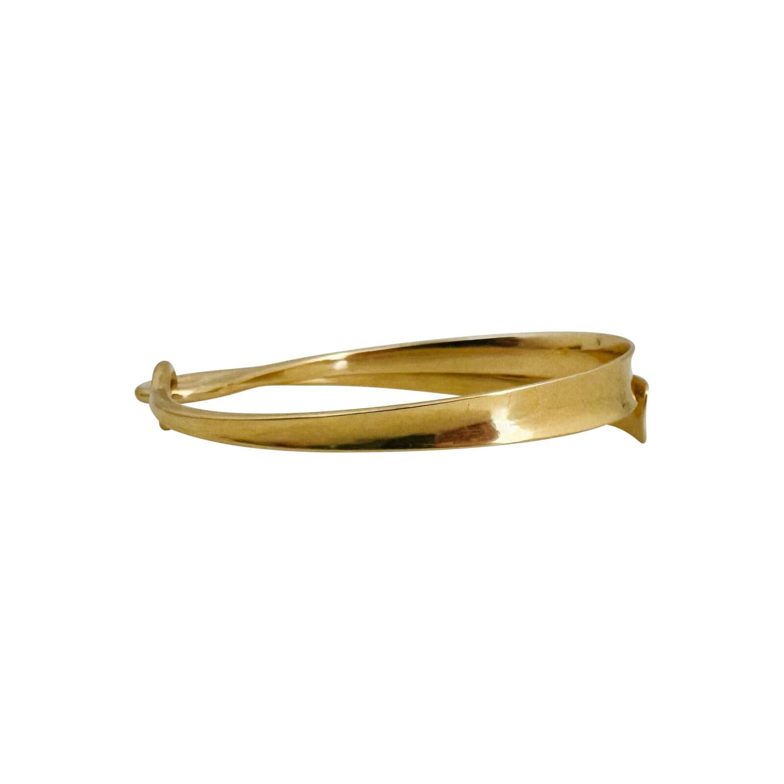 14 Karat Yellow Gold Solid Ladies Fancy Modernist Bypass Bangle Bracelet  4