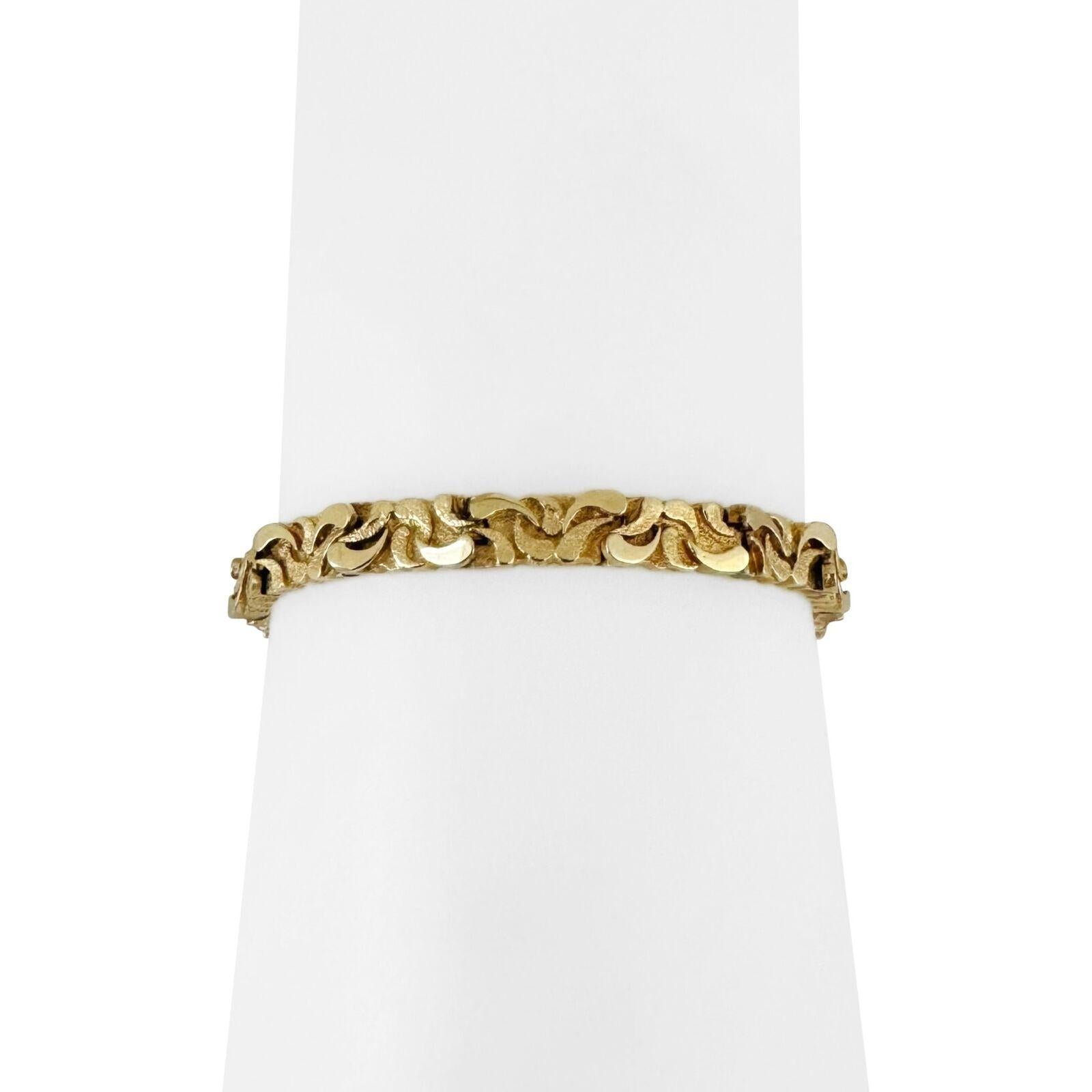 14 Karat Yellow Gold Solid Ladies Fancy Nugget Style Link Bracelet  For Sale 3