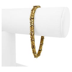 Bracelet à maillons en or jaune 14 carats massif pour femmes de style pépite fantaisie 