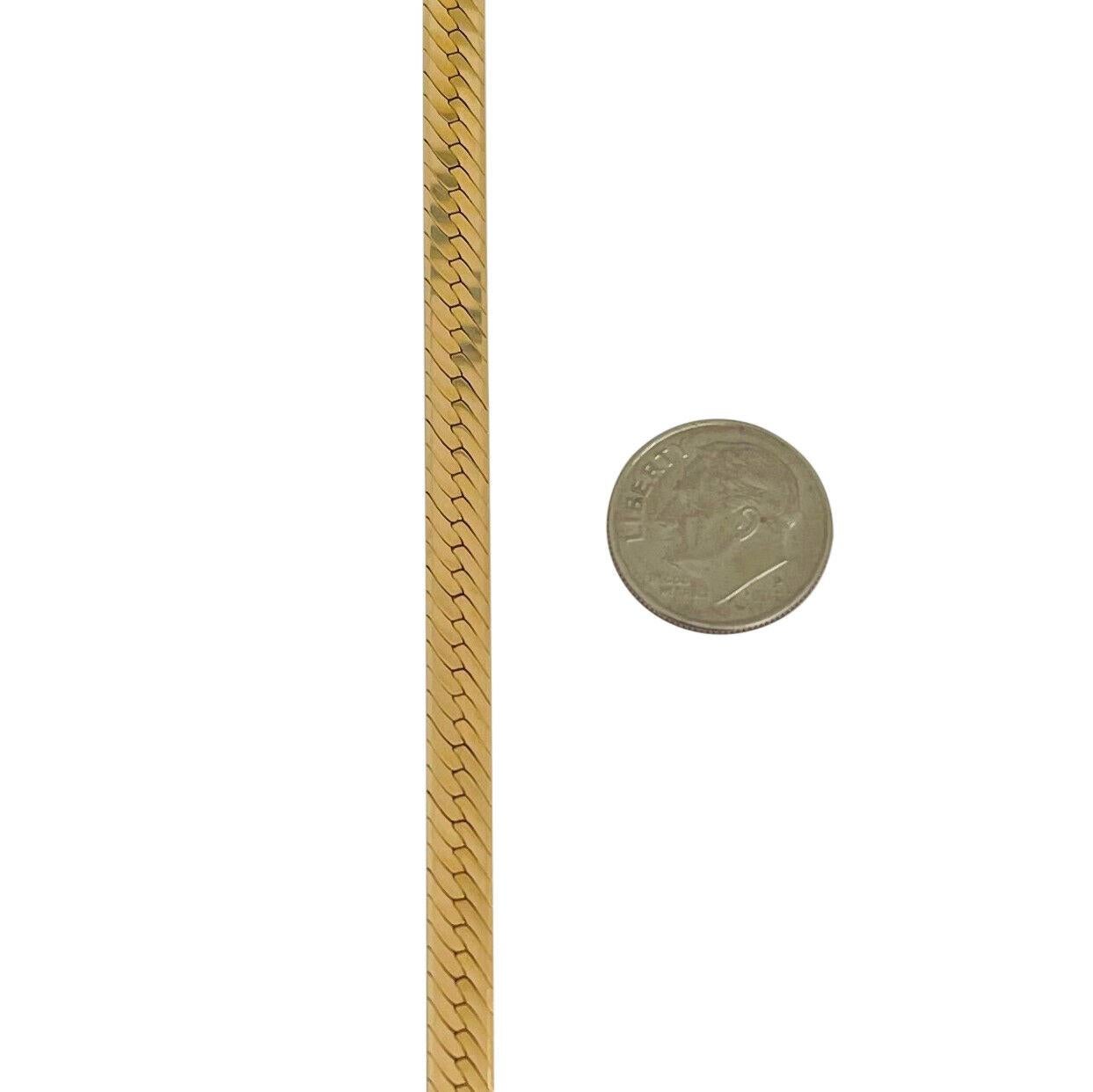 Women's 14 Karat Yellow Gold Solid Ladies Herringbone Link Chain Necklace