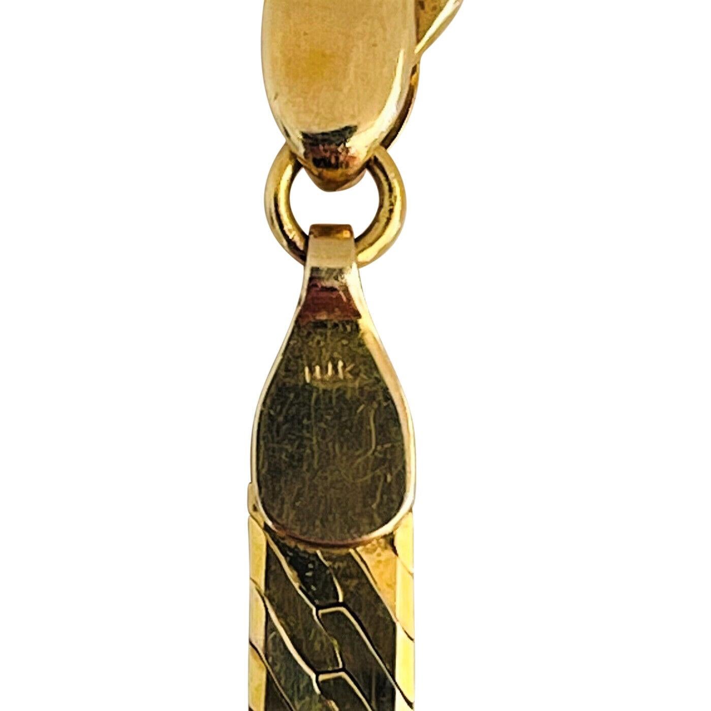 14 Karat Yellow Gold Solid Ladies Herringbone Link Chain Necklace 2
